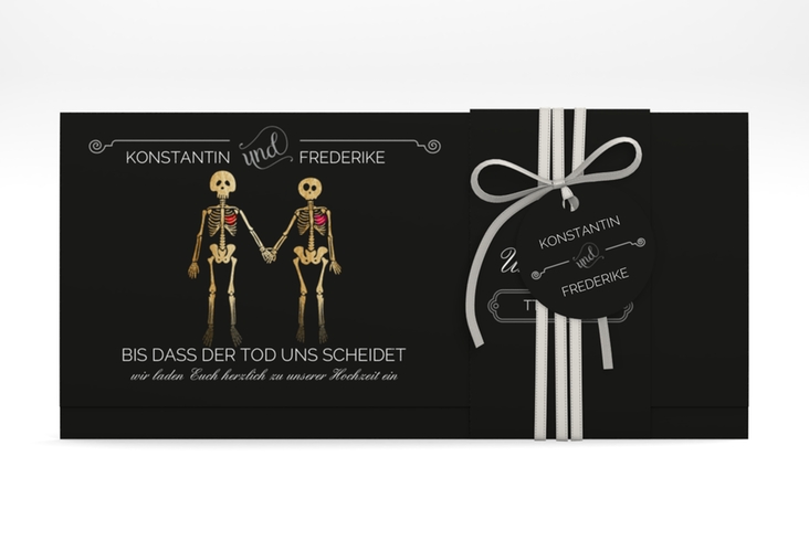 Hochzeitseinladung Bones Wickelfalzkarte + Banderole