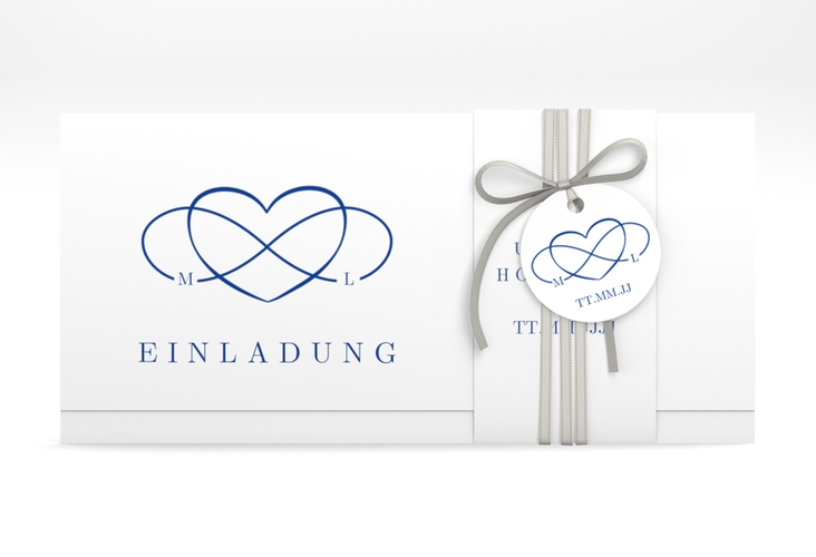 Hochzeitseinladung Infinity Wickelfalzkarte + Banderole hochglanz