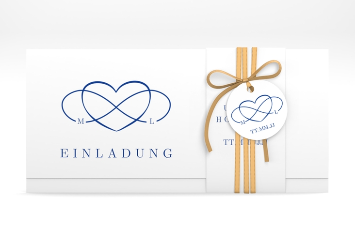 Hochzeitseinladung Infinity Wickelfalzkarte + Banderole hochglanz