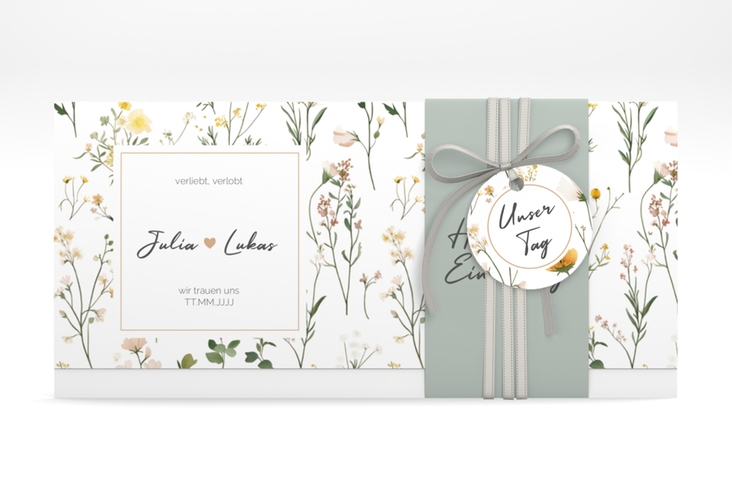 Hochzeitseinladung Blumenwiese Wickelfalzkarte + Banderole