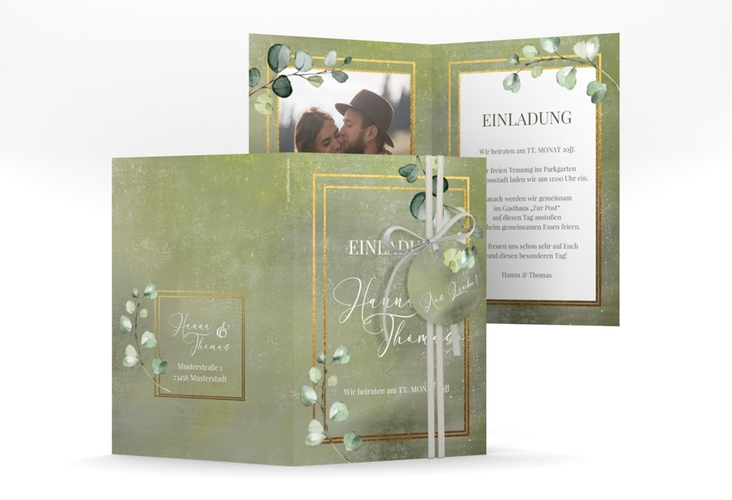 Einladungskarte Hochzeit Jade A6 Klappkarte hoch