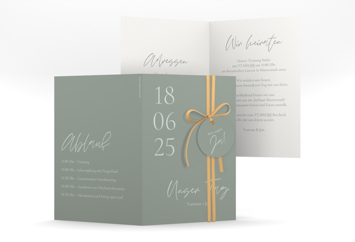 Einladungskarte Hochzeit Day A6 Klappkarte hoch mit Datum im minimalistischen Design