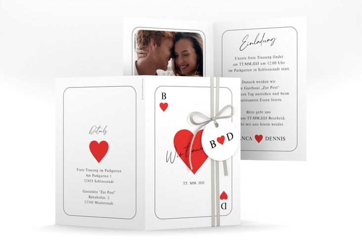 Einladungskarte Hochzeit Kartenspiel A6 Klappkarte hoch