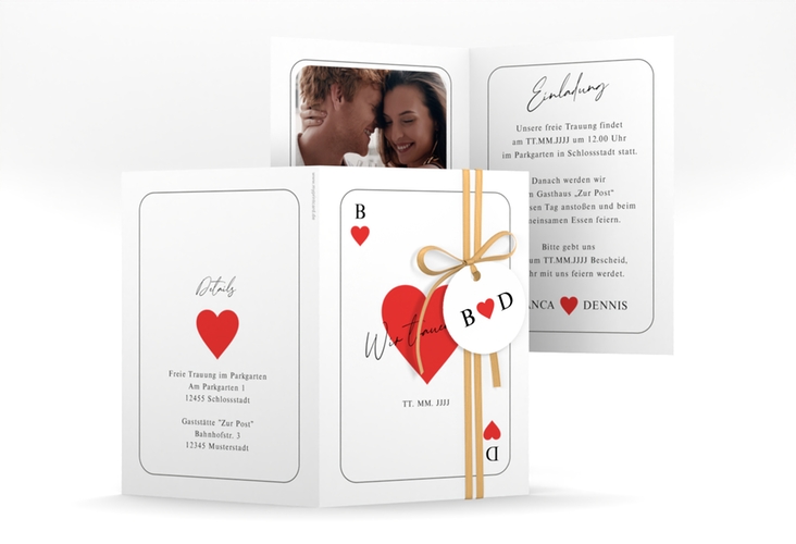 Einladungskarte Hochzeit Kartenspiel A6 Klappkarte hoch