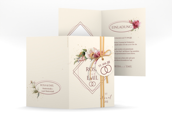 Einladungskarte Hochzeit Rosenbogen A6 Klappkarte hoch