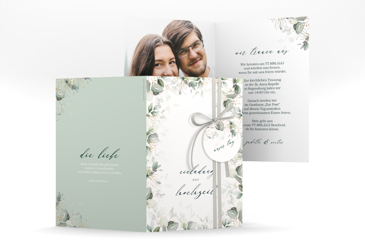 Einladungskarte Hochzeit Poesia A6 Klappkarte hoch weiss
