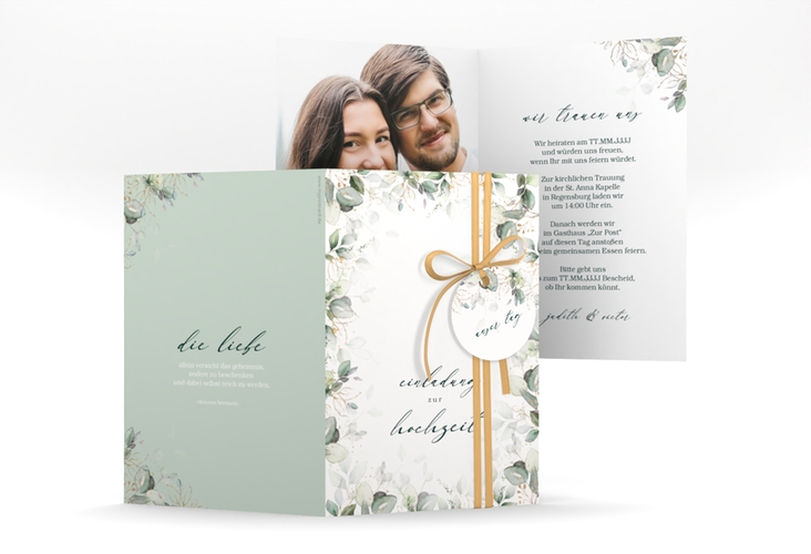 Einladungskarte Hochzeit Poesia A6 Klappkarte hoch weiss
