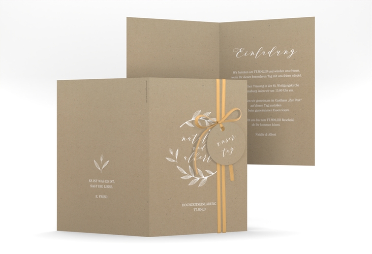 Einladungskarte Hochzeit Naturelove A6 Klappkarte hoch weiss hochglanz