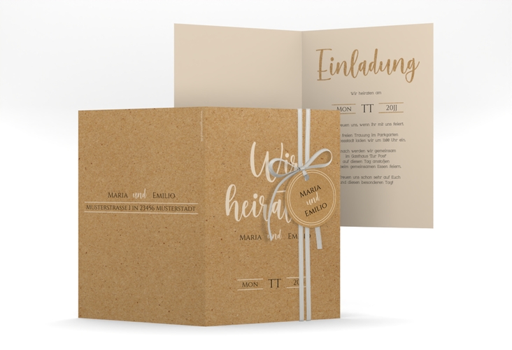 Einladungskarte Hochzeit Noble A6 Klappkarte hoch hochglanz mit elegantem Schriftzug