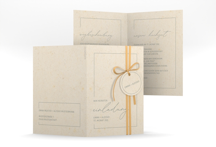 Einladungskarte Hochzeit Simple Line A6 Klappkarte hoch