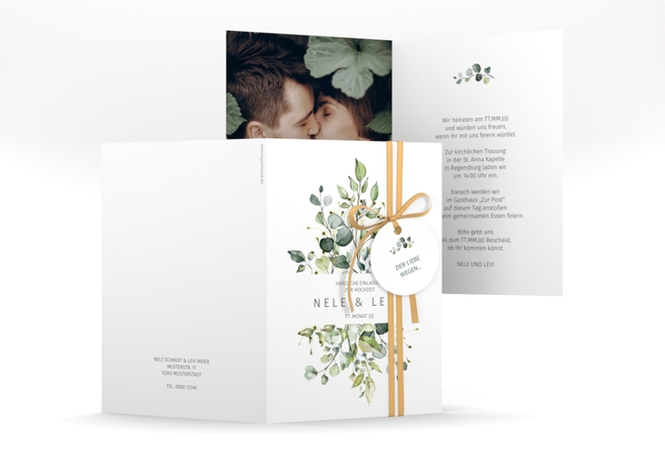 Einladungskarte Hochzeit Enchanting A6 Klappkarte hoch weiss