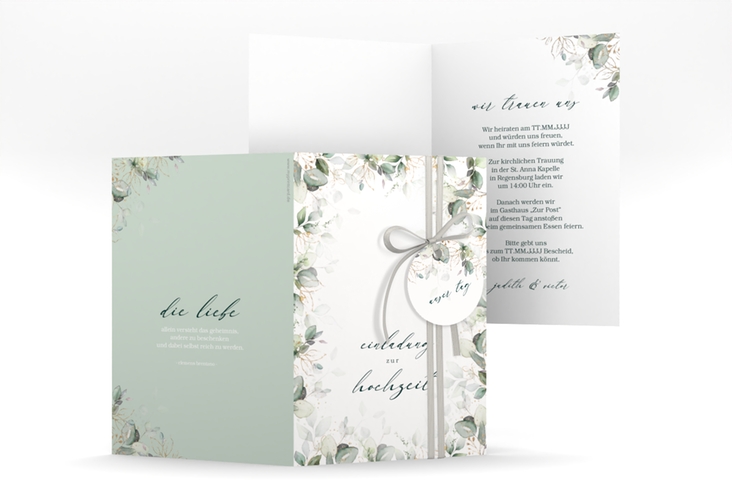 Einladungskarte Hochzeit Poesia A6 Klappkarte hoch weiss hochglanz