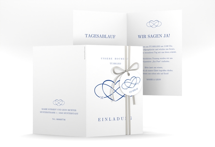 Einladungskarte Hochzeit Infinity A6 Klappkarte hoch hochglanz