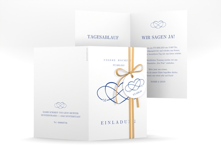 Einladungskarte Hochzeit Infinity A6 Klappkarte hoch hochglanz