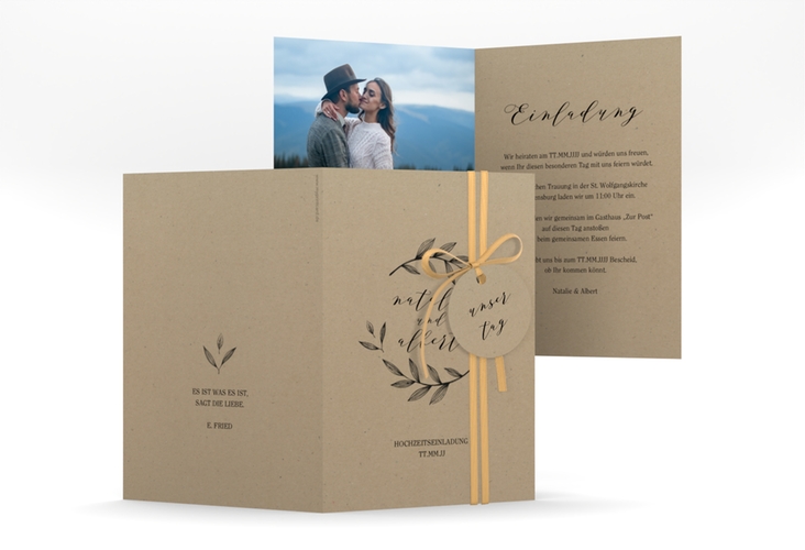 Einladungskarte Hochzeit "Naturelove" A6 Klappkarte hoch