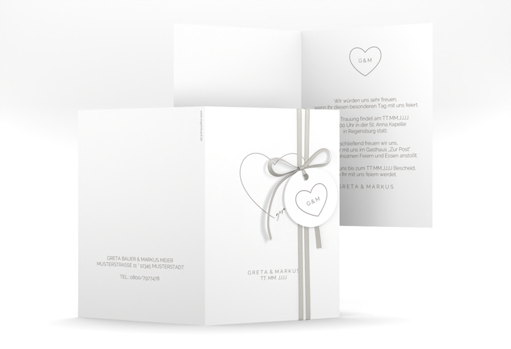 Einladungskarte Hochzeit Lebenstraum A6 Klappkarte hoch weiss hochglanz