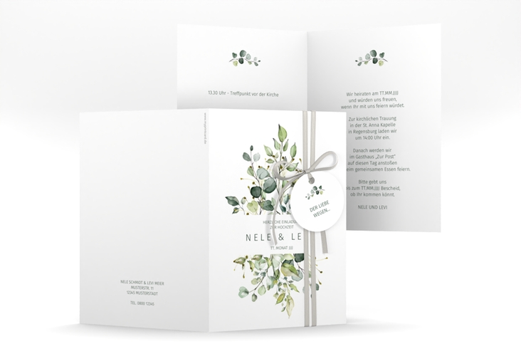 Einladungskarte Hochzeit Enchanting A6 Klappkarte hoch weiss
