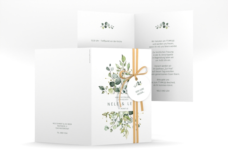 Einladungskarte Hochzeit Enchanting A6 Klappkarte hoch weiss