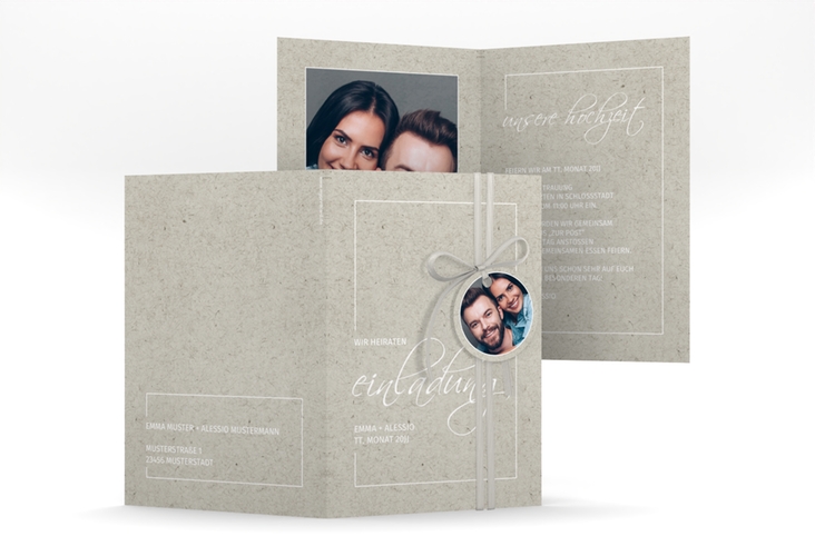 Einladungskarte Hochzeit Simple Line A6 Klappkarte hoch