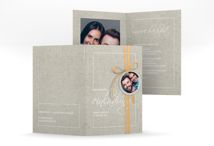 Einladungskarte Hochzeit Simple Line A6 Klappkarte hoch