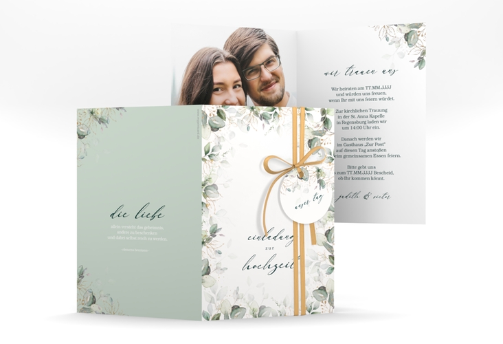 Einladungskarte Hochzeit "Poesia" DIN A6 Klappkarte weiss