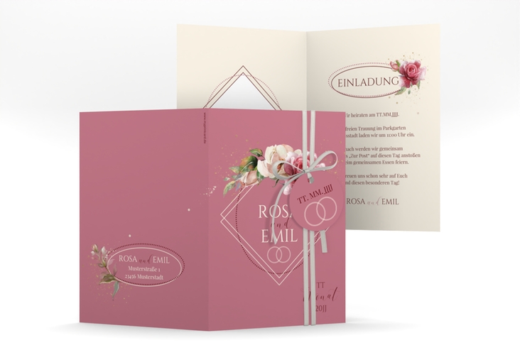 Einladungskarte Hochzeit Rosenbogen A6 Klappkarte hoch