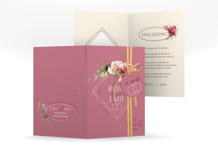 Einladungskarte Hochzeit Rosenbogen A6 Klappkarte hoch