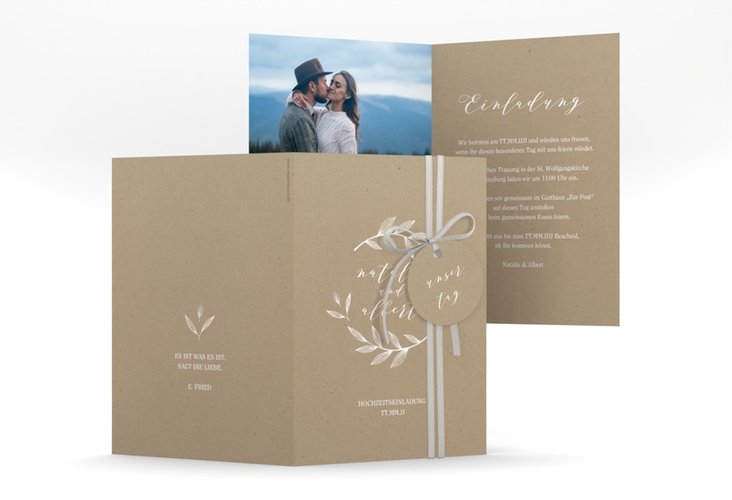 Einladungskarte Hochzeit Naturelove A6 Klappkarte hoch weiss hochglanz