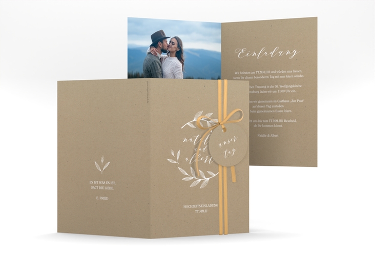 Einladungskarte Hochzeit Naturelove A6 Klappkarte hoch weiss hochglanz
