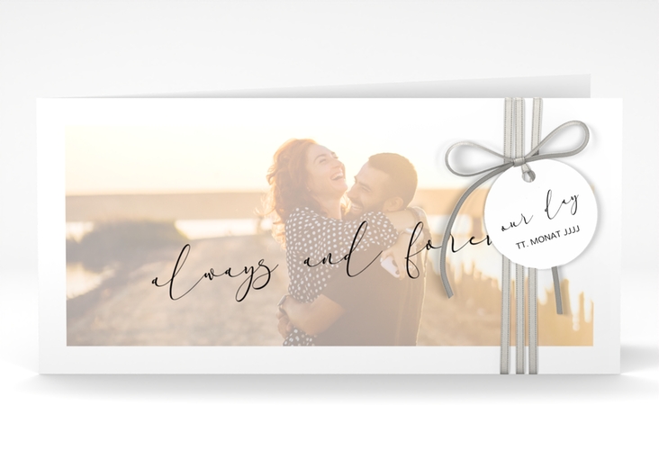 Hochzeitseinladung Lucent lange Klappkarte quer