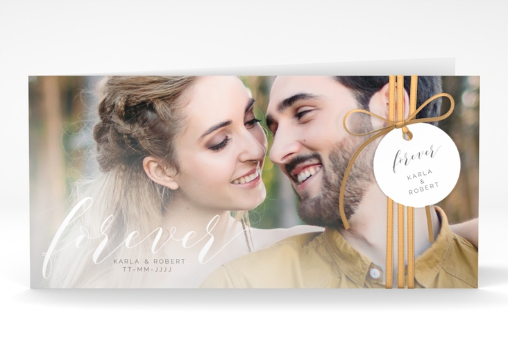 Hochzeitseinladung Promise lange Klappkarte quer hochglanz