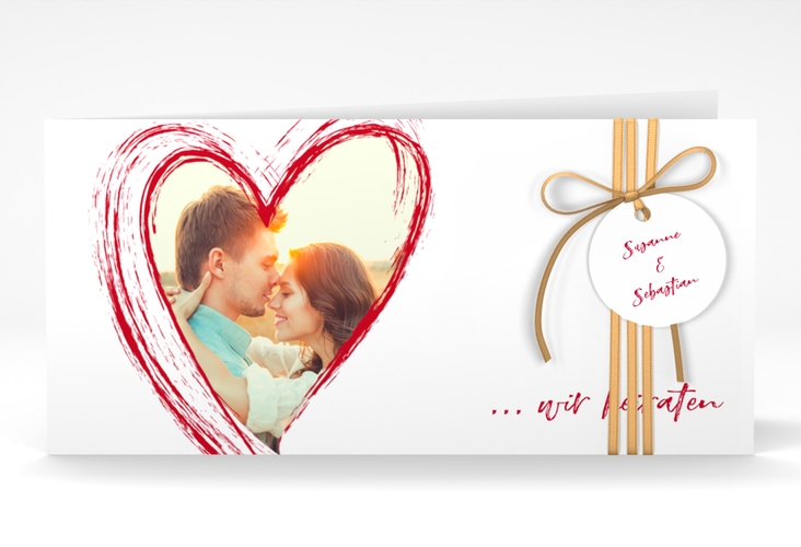 Hochzeitseinladung Liebe lange Klappkarte quer