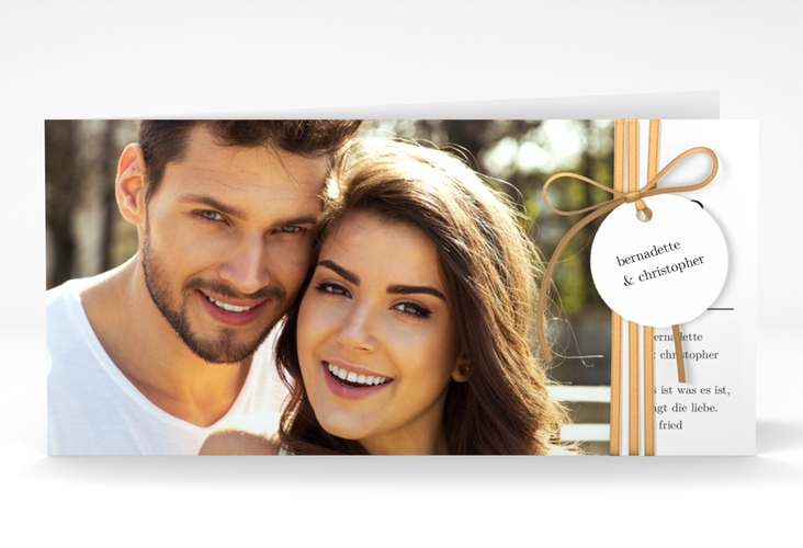 Hochzeitseinladung Minimal lange Klappkarte quer weiss