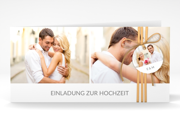 Hochzeitseinladung Vista lange Klappkarte quer weiss