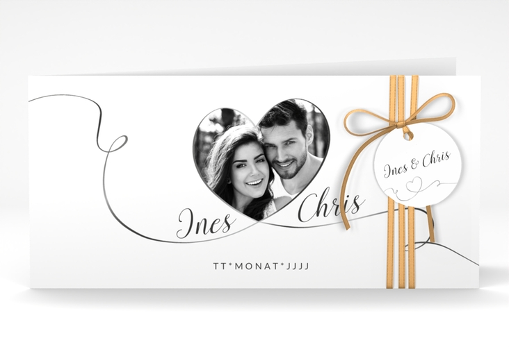 Hochzeitseinladung Dolce lange Klappkarte quer hochglanz