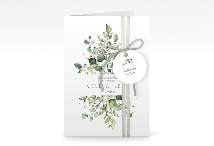 Einladungskarte Hochzeit Enchanting A6 Klappkarte hoch weiss