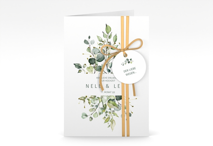 Einladungskarte Hochzeit Enchanting A6 Klappkarte hoch weiss