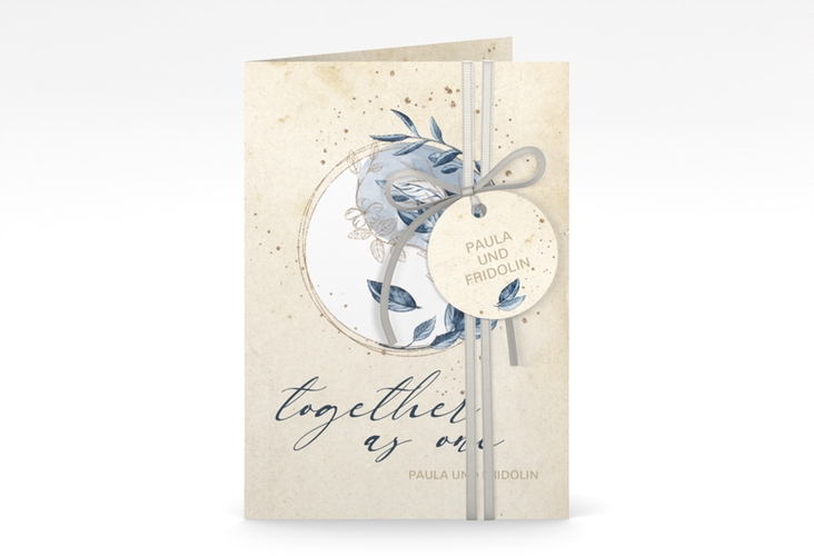Einladungskarte Hochzeit YinYang A6 Klappkarte hoch im Vintage-Look