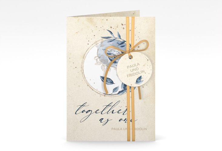 Einladungskarte Hochzeit YinYang A6 Klappkarte hoch im Vintage-Look