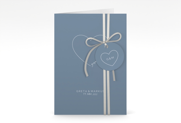 Einladungskarte Hochzeit Lebenstraum A6 Klappkarte hoch blau hochglanz