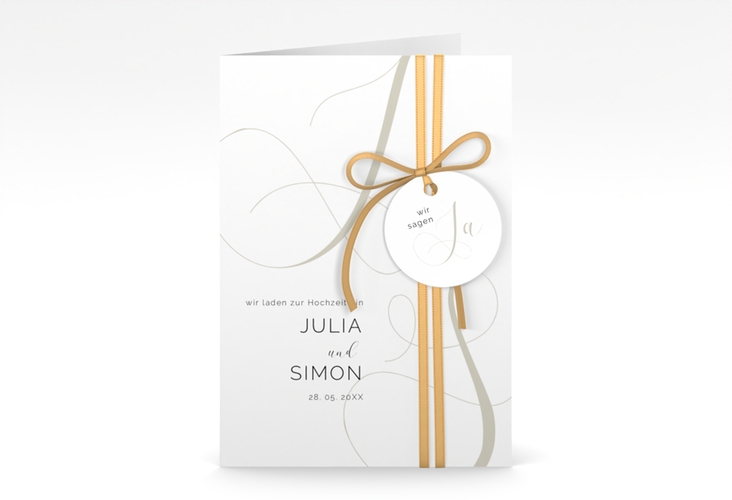 Hochzeitseinladung Eheschließung A6 Klappkarte hoch mit Gräsern und Trockenblumen für Boho-Hochzeit