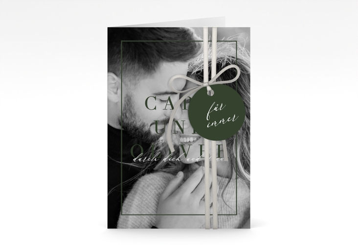 Einladungskarte Hochzeit Moment A6 Klappkarte hoch gruen hochglanz