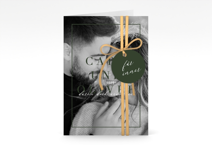 Einladungskarte Hochzeit Moment A6 Klappkarte hoch gruen hochglanz