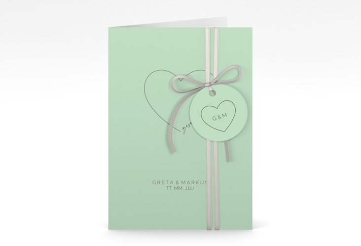 Einladungskarte Hochzeit Lebenstraum A6 Klappkarte hoch mint hochglanz