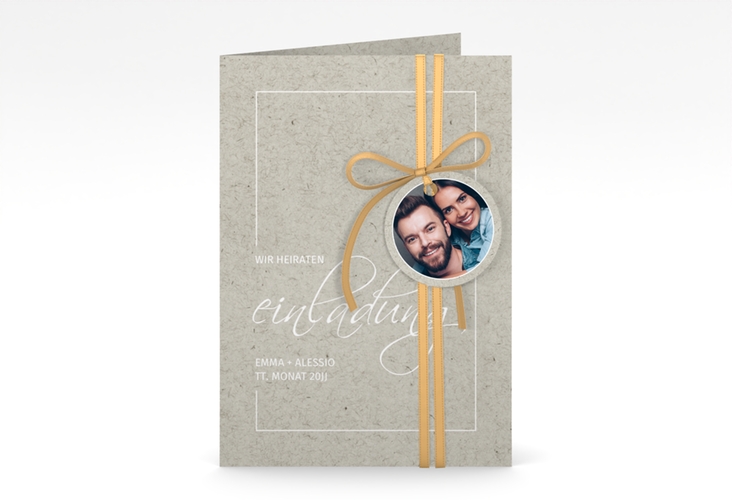 Einladungskarte Hochzeit Simple Line A6 Klappkarte hoch