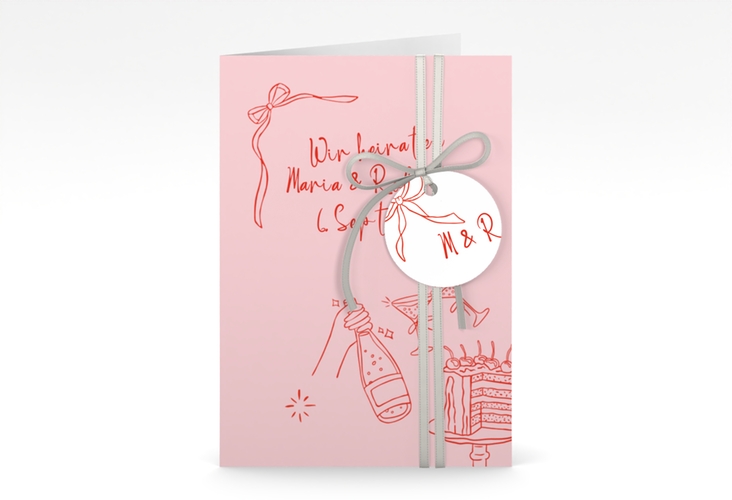Einladungskarte Hochzeit Doodle A6 Klappkarte hoch