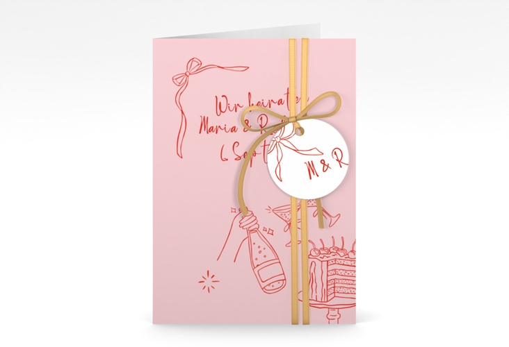 Einladungskarte Hochzeit Doodle A6 Klappkarte hoch
