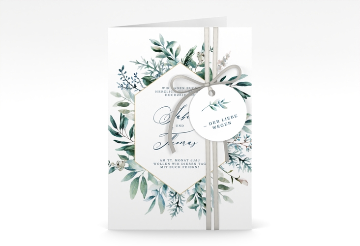 Einladungskarte Hochzeit Lumiere A6 Klappkarte hoch weiss hochglanz