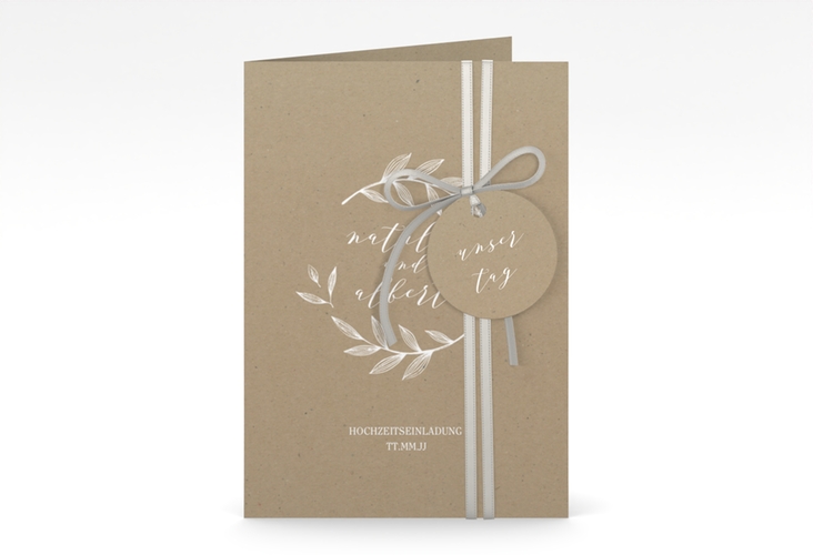 Einladungskarte Hochzeit Naturelove A6 Klappkarte hoch weiss hochglanz
