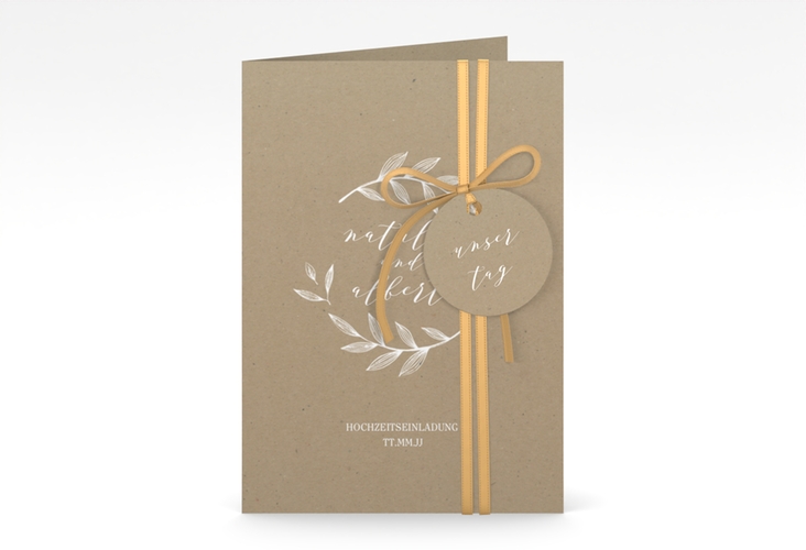Einladungskarte Hochzeit Naturelove A6 Klappkarte hoch weiss hochglanz
